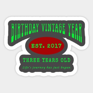 Birthday Vintage Year - Three Years Old Sticker